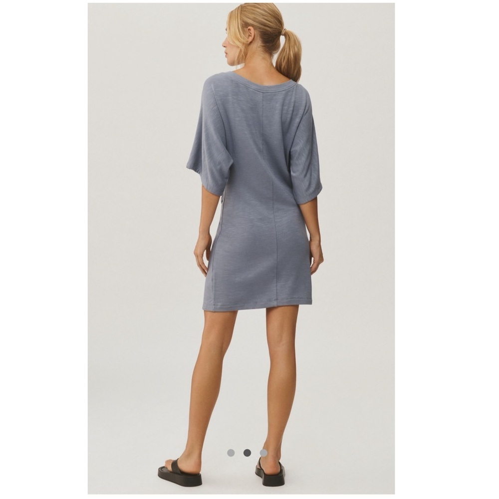 New Daily Practice Anthropologie Side Twist Tee Dress Grey Mini T-shirt Anthro - Picture 2 of 6